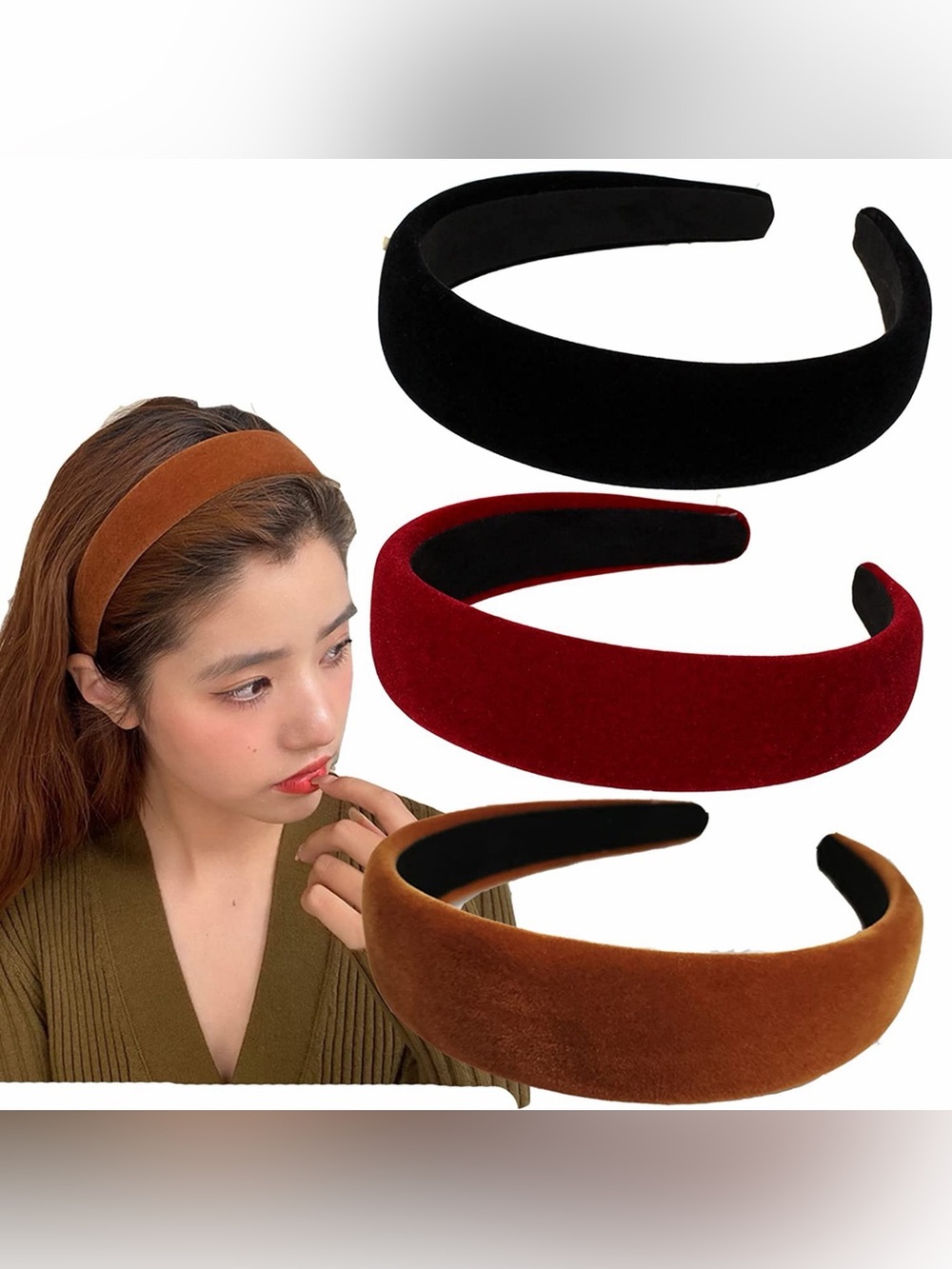 Velvet Wide Headband Pack of 3